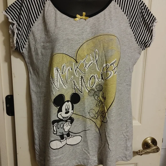 Disney Mickey Mouse Short Sleeve Pajama Top - Picture 1 of 12